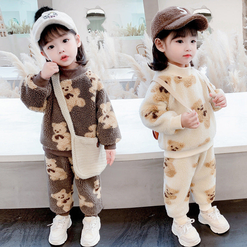 Children's autumn and winter lamb fur cartoon set