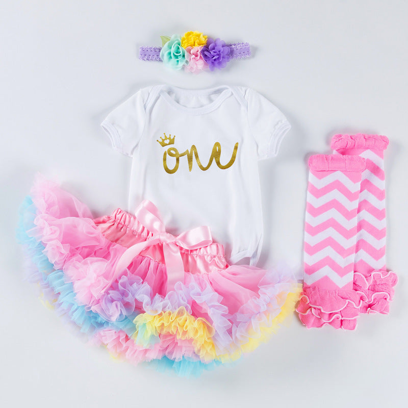 Baby Girl Baby Birthday Dress Alphabet Romper Baby Dress