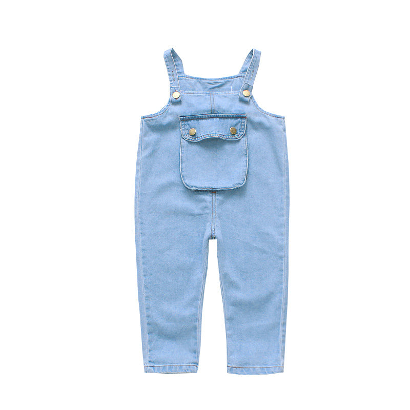 Girls' Trousers Bib Trousers Girl Baby Foreign Style Children's Jeans