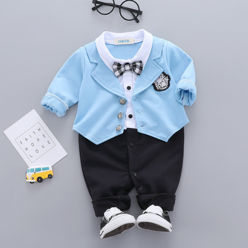 Boys Long Sleeve Bow Gentleman Romper