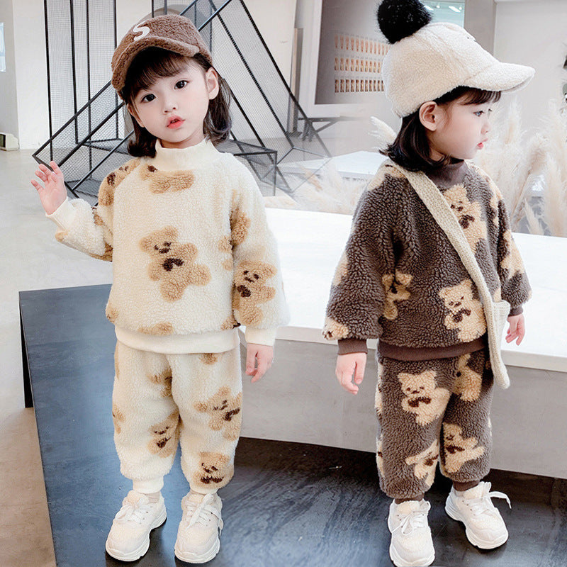 Children's autumn and winter lamb fur cartoon set