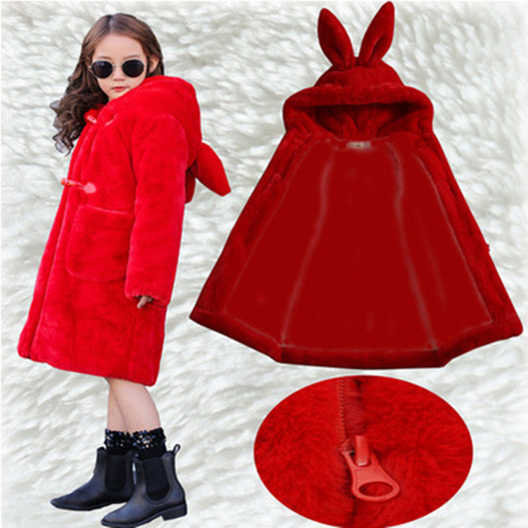 Thickened Faux Fur Coat For Big Kids