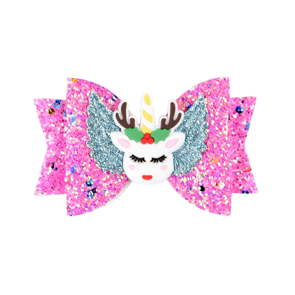 Bright Glitter Children Hair Clips Kids Fairy Bow Princess Hairgrips Flexible Hair Bow Headwear