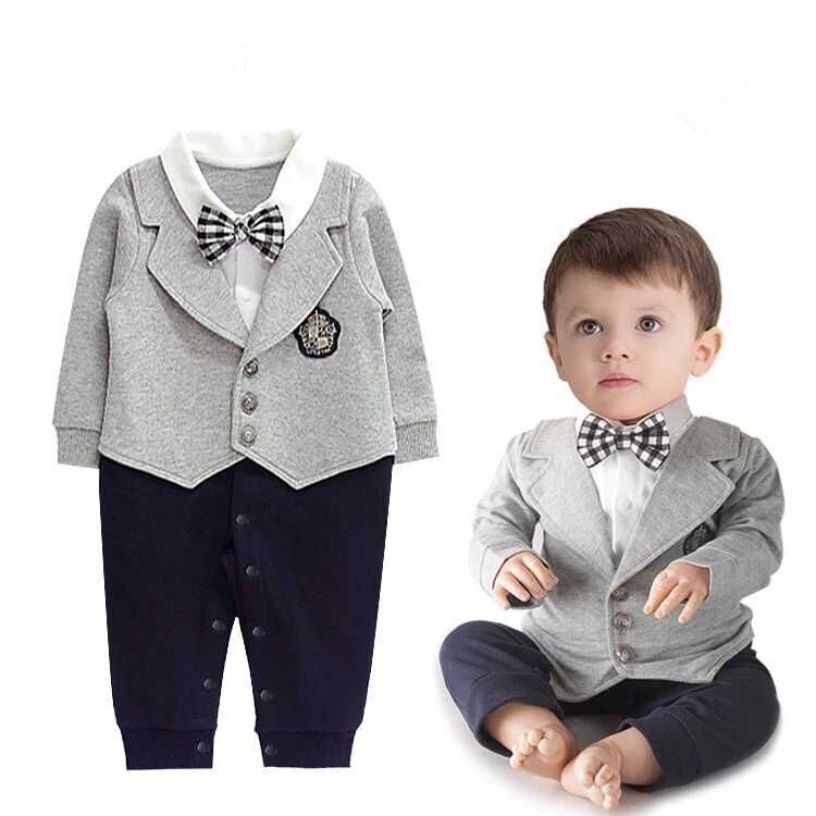 Boys Long Sleeve Bow Gentleman Romper