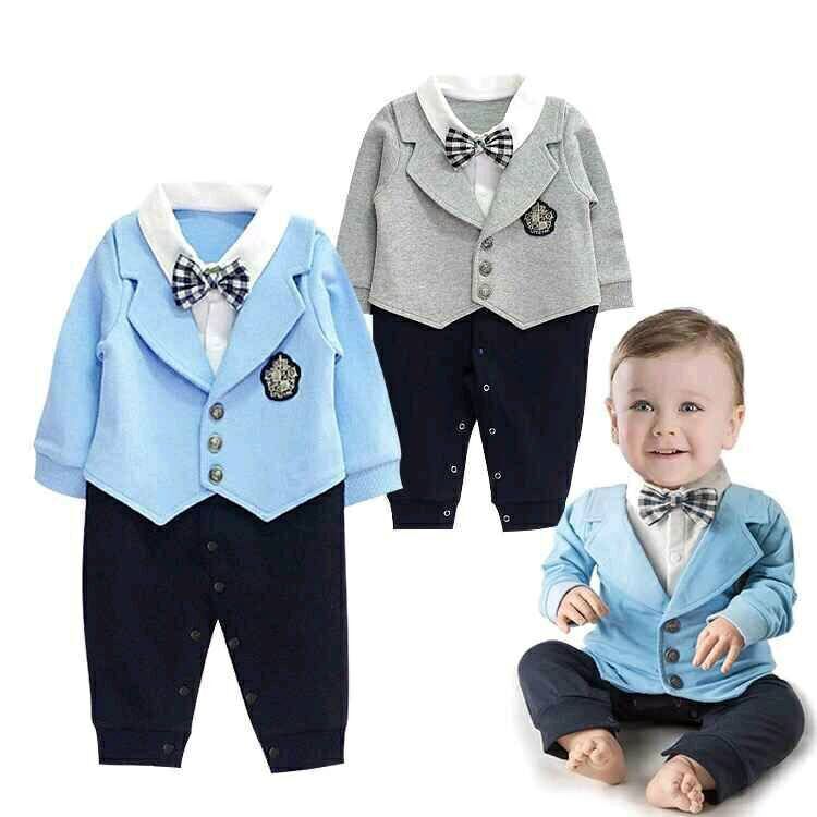 Boys Long Sleeve Bow Gentleman Romper