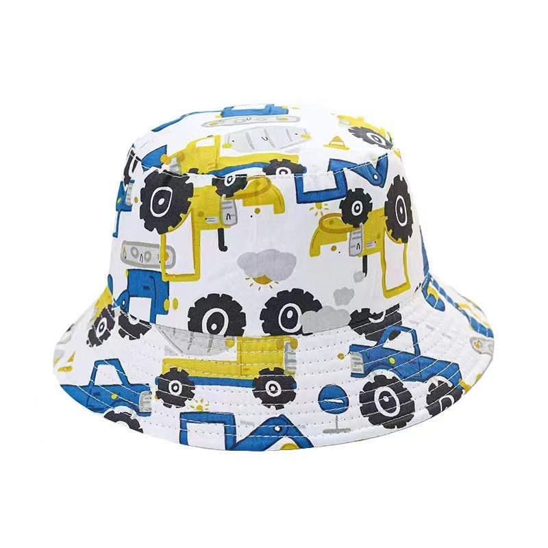 Children's Printed Dinosaur Bucket Sun Hat Big Brim Boy Girl Hat