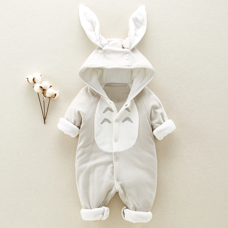 The new cotton padded cotton baby Baby Outerwear thickened chinchilla hooded cotton baby Onesies newborn go climbing clothes