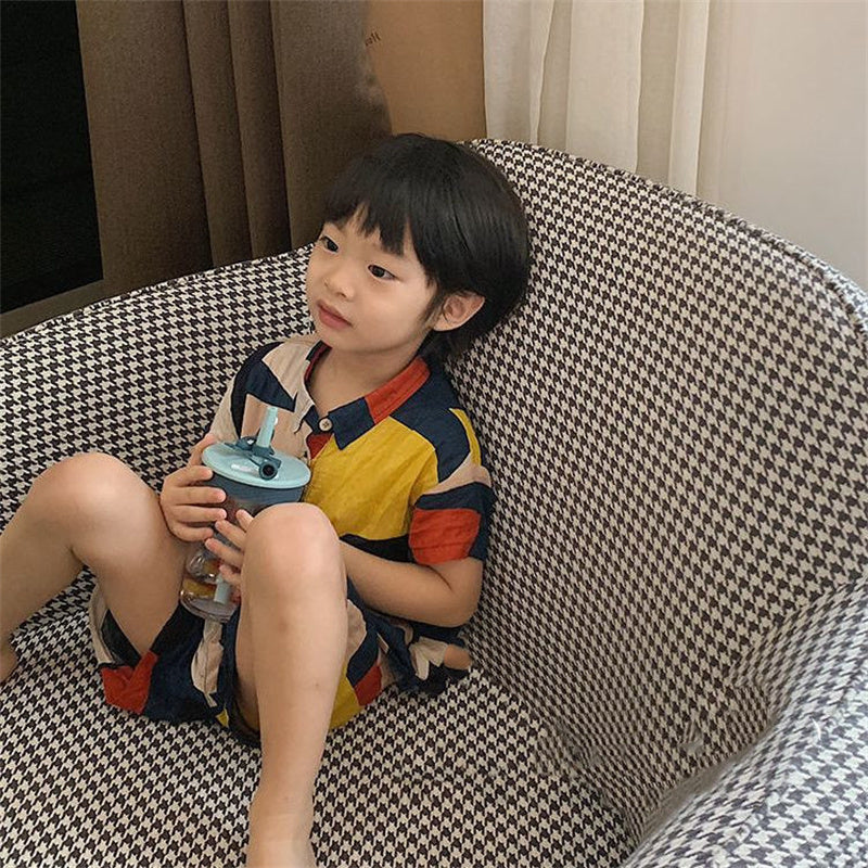 Boys Fashion Plaid Suit Two Piece