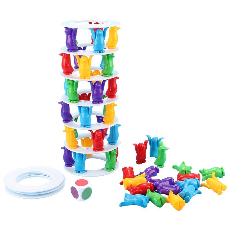 Penguin Tower Collapse Desktop Game Balance Toy Challenge Tower