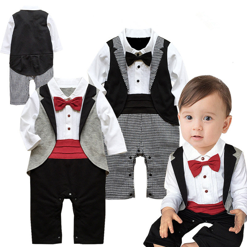 Boys' long-sleeved gentleman romper