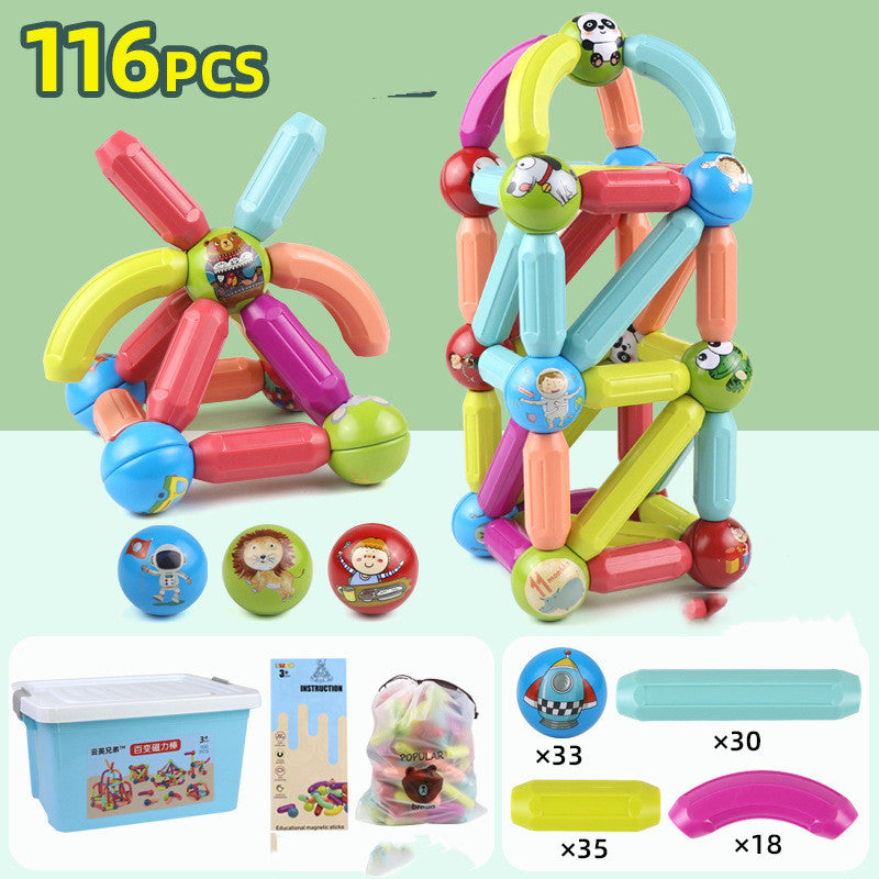 Big Size DIY Magnetic Construction Set Early Learning Constructor Variety Magnetic Rod Building Blocks For Children Toys Gift