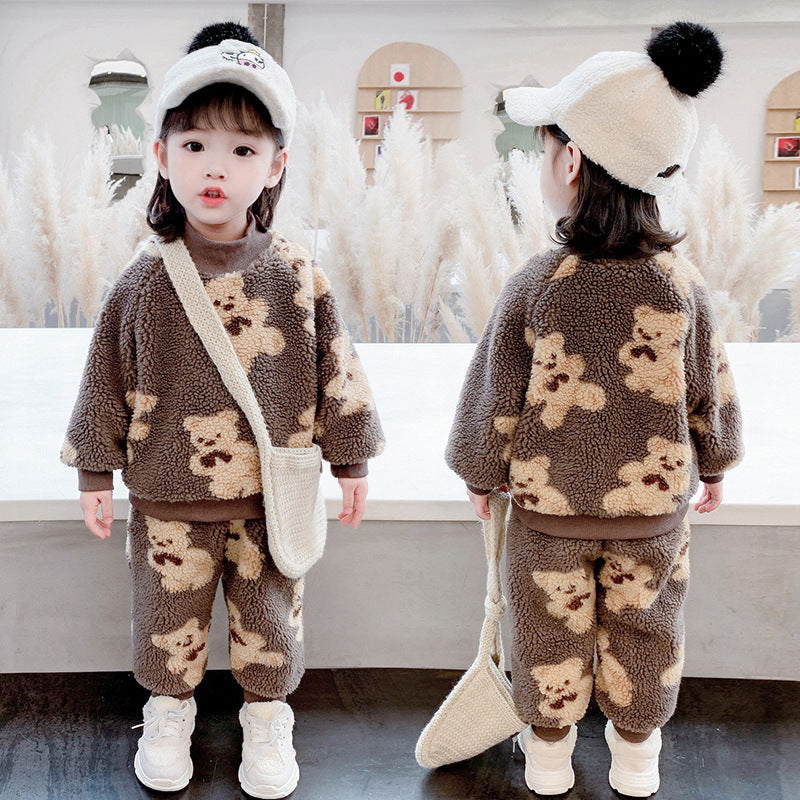 Children's autumn and winter lamb fur cartoon set