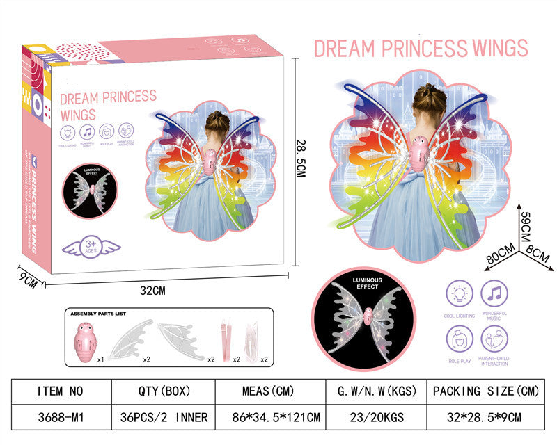 Girls Electrical Butterfly Wings With Lights Glowing Shiny Dress Up Moving Fairy Wings For Birthday Wedding Christmas Halloween