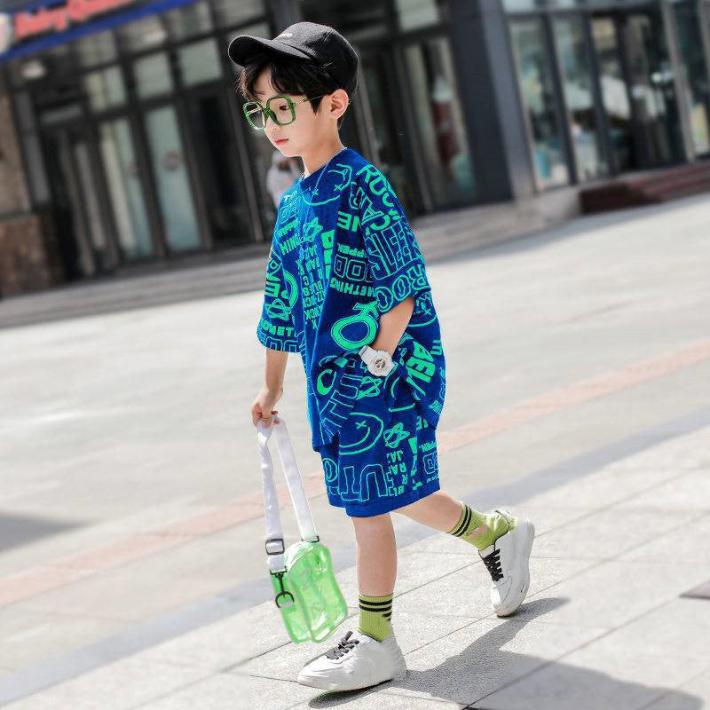 Middle And Large Children's Summer Short-sleeved Sports Suit