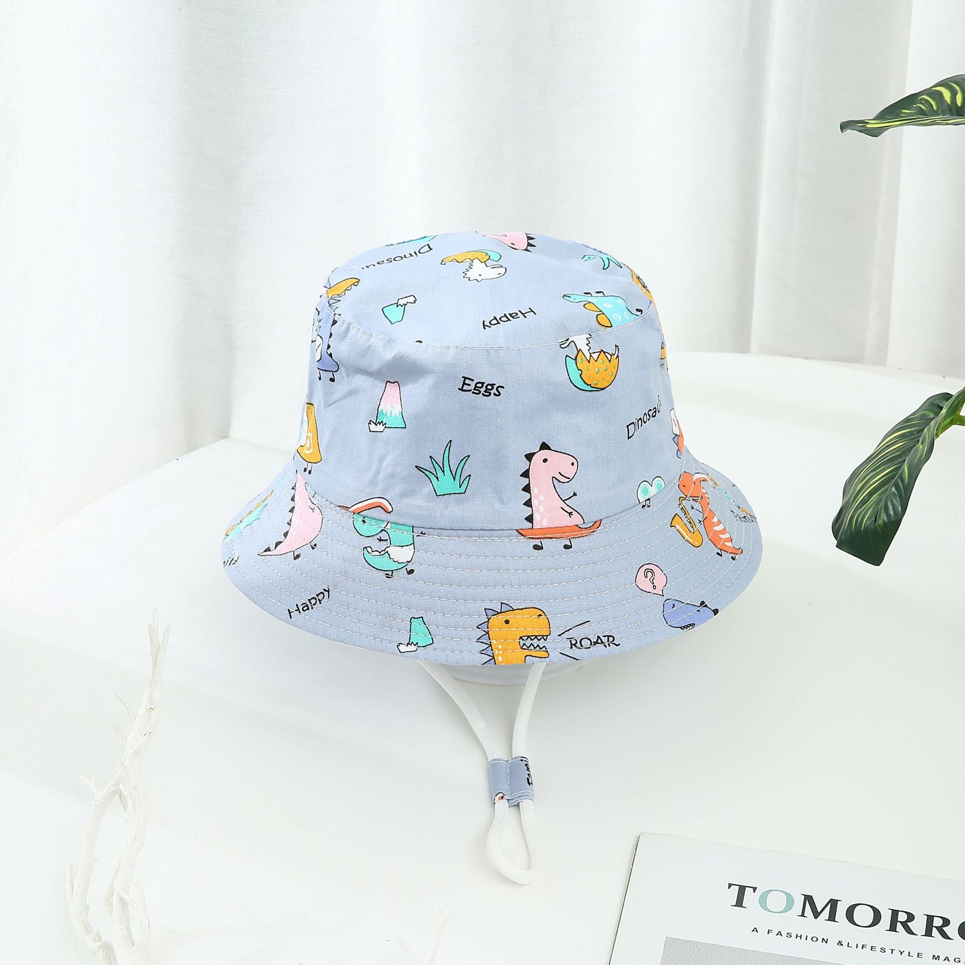 Children's Printed Dinosaur Bucket Sun Hat Big Brim Boy Girl Hat