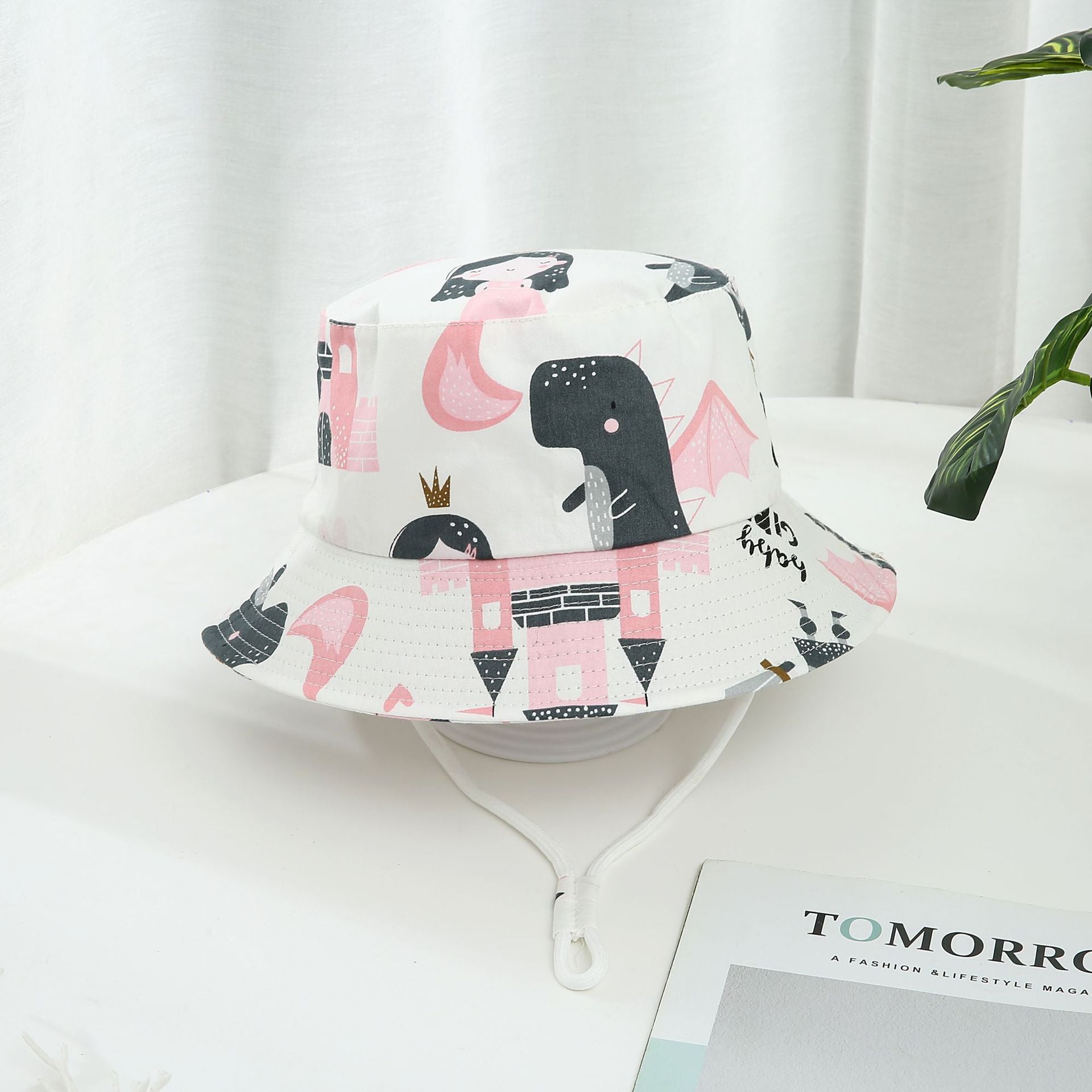 Children's Printed Dinosaur Bucket Sun Hat Big Brim Boy Girl Hat