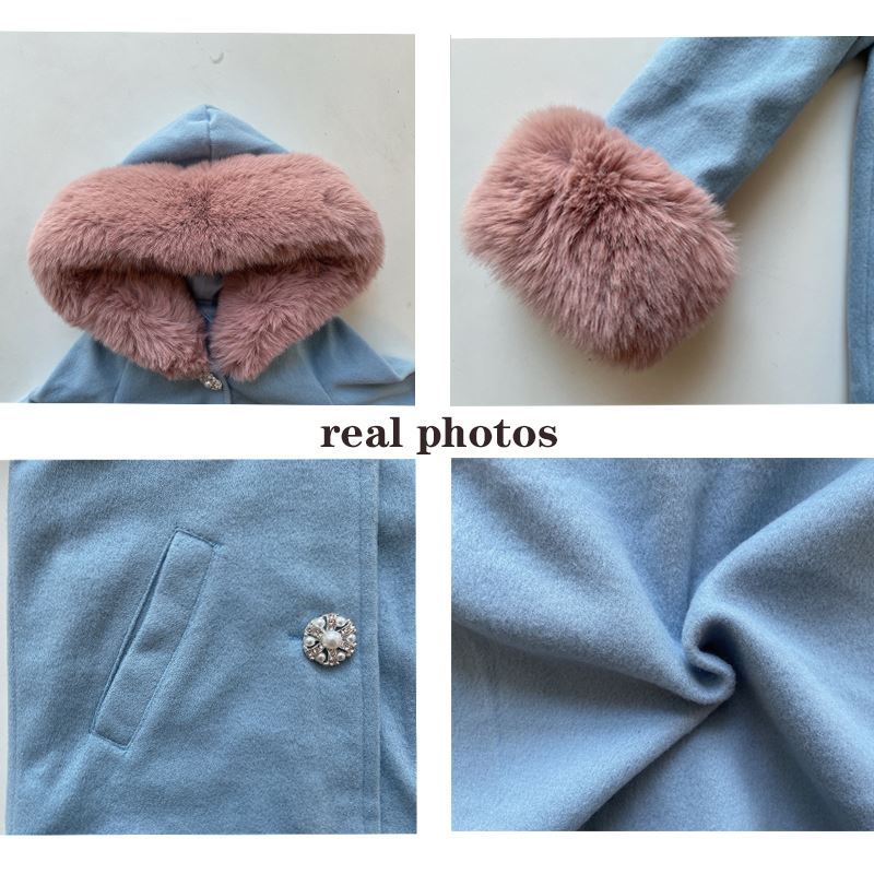 Spring Kid Girls Autumn Warm Woolen Overcoat Fur Coat Tops & Tees