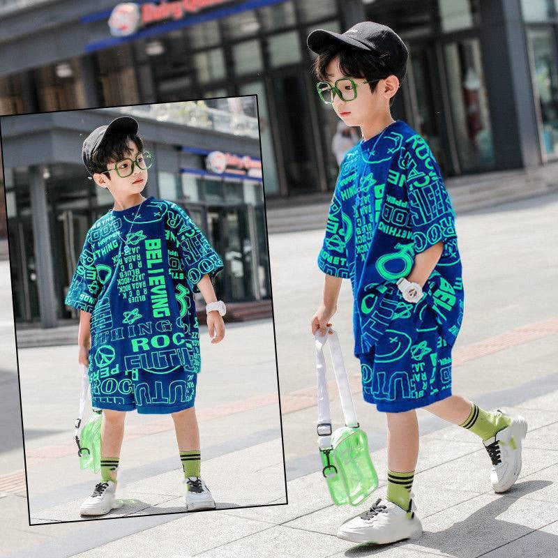 Middle And Large Children's Summer Short-sleeved Sports Suit