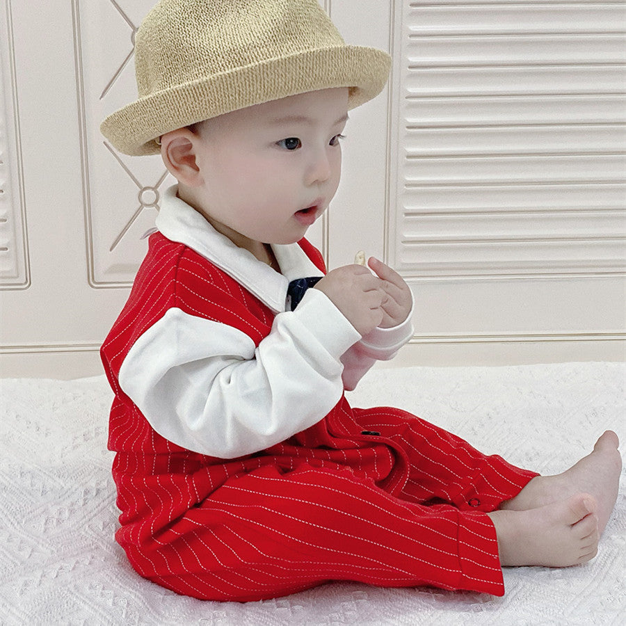 Boys' Fashion Simple Cotton Gentleman Bodysuit