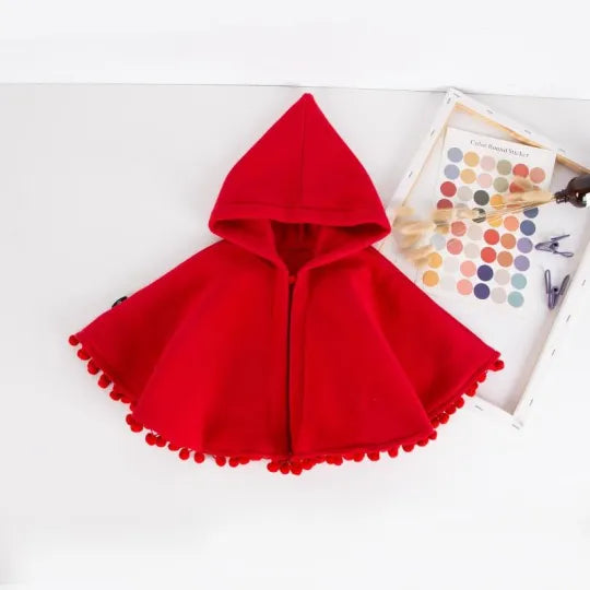 Toddler Girls Red Hooded Cape