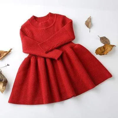 Girls Long Sleeve Knitted Dress