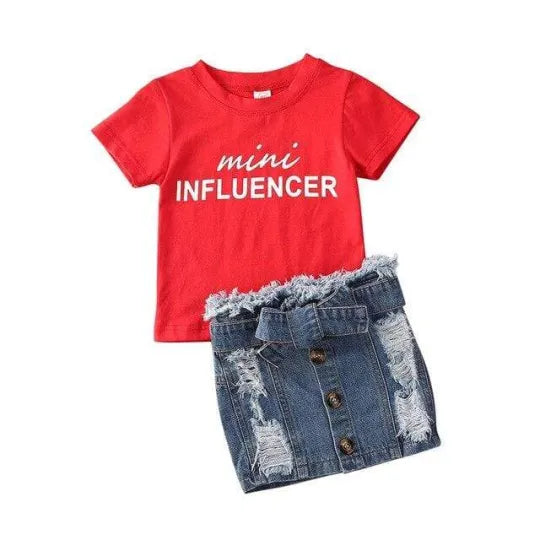 Mini influencer Denim Skirt Outfit